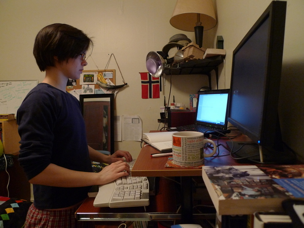 working at a
standing desk